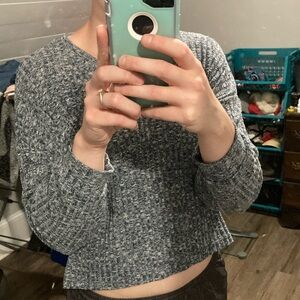 Navy blue and white crop sweater